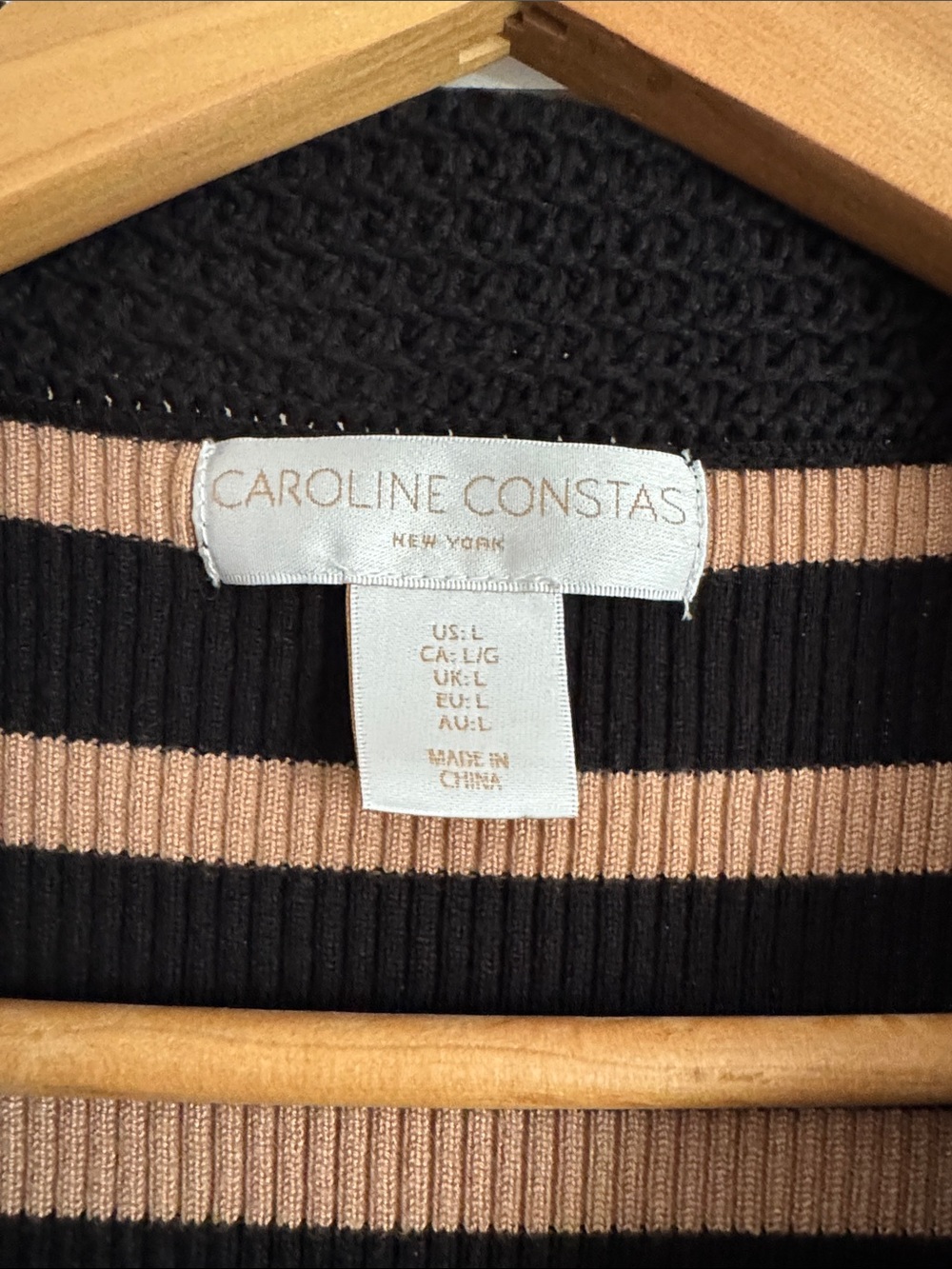 Caroline Constas Black and Tan Striped Polo Midi Dress - Picture 3 of 10